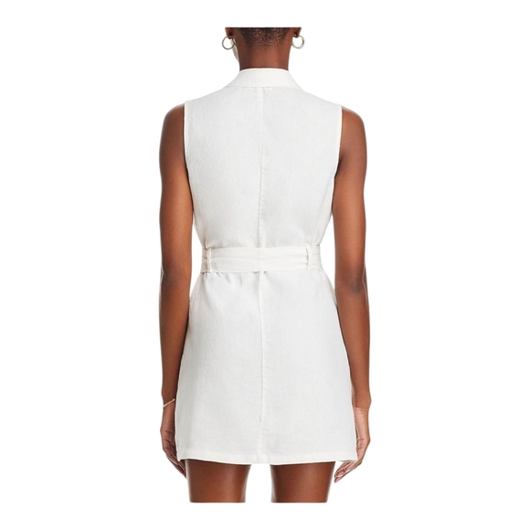 Bella Dahl White Sleeveless Linen Mini Dress / Blazer Dress Sz Medium - Picture 3 of 13